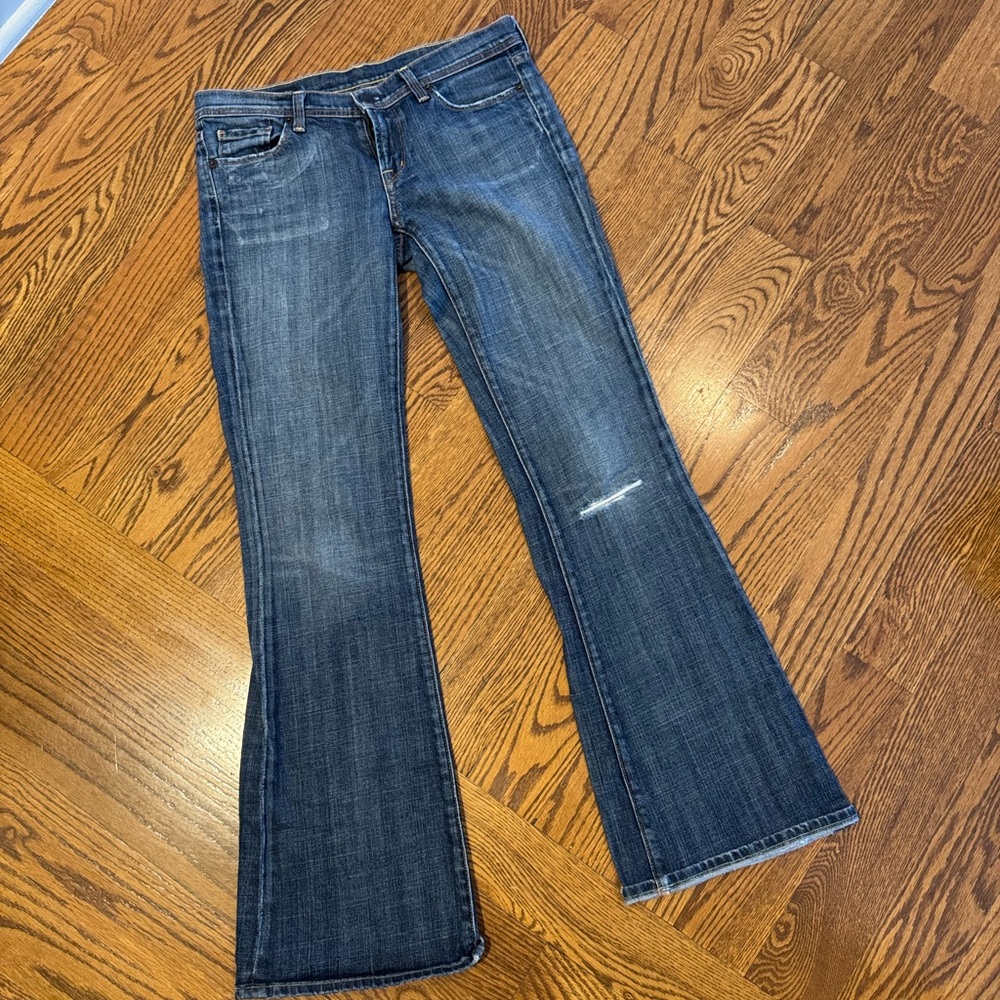 Women’s citizens of humanity medium blue low rise flare jeans / denim